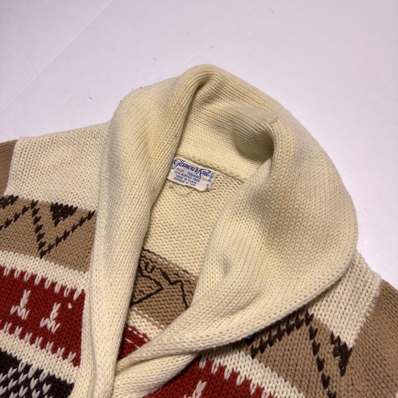 Vintage Cardigan Sweater Mens Small Western Chunky Knit Lebowski Geometric - Picture 5 of 9